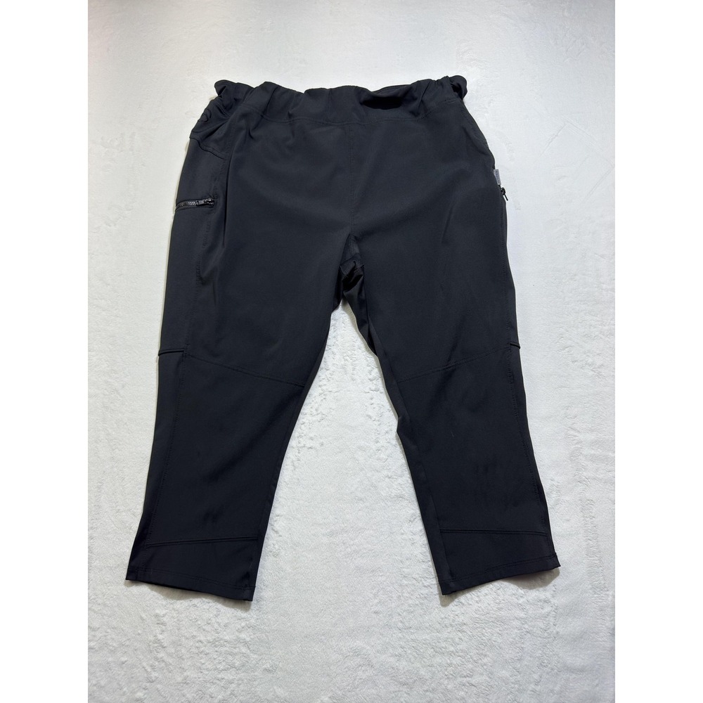 Magellan Outdoors Capri Pants Womens 1X Black Fitted Hiking Stretch Zip Pockets